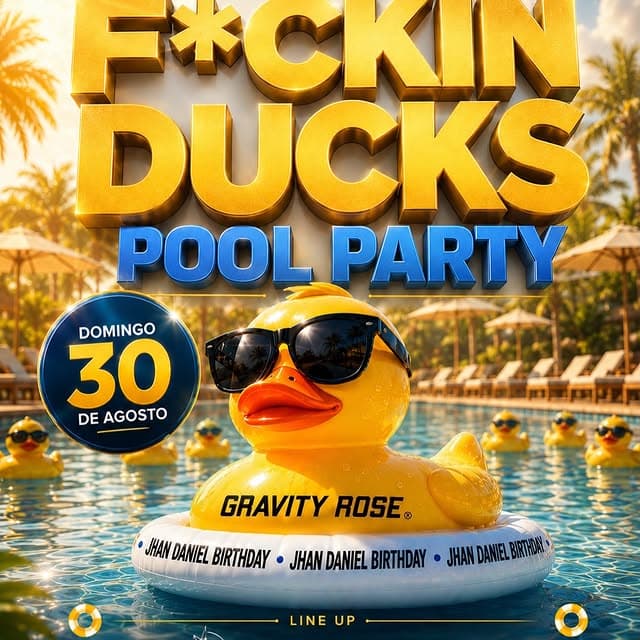 🦆☀️ ¡Prepárate para la pool party más salvaje del verano! ☀️🦆

Este domingo 30 de agosto nos vemos